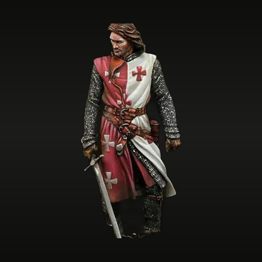 Medieval Crusader Knight with Red Cross Surcoat 54mm Resin Figure Kit - unpainted resin model kit