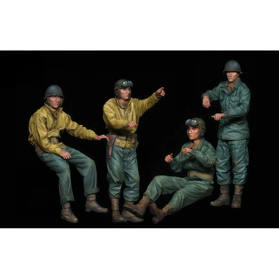 1/35 Resin Unpainted Model Kit, Military Theme, US Tank Crew (4 People, No Tank) Unassembled and Unpainted GK