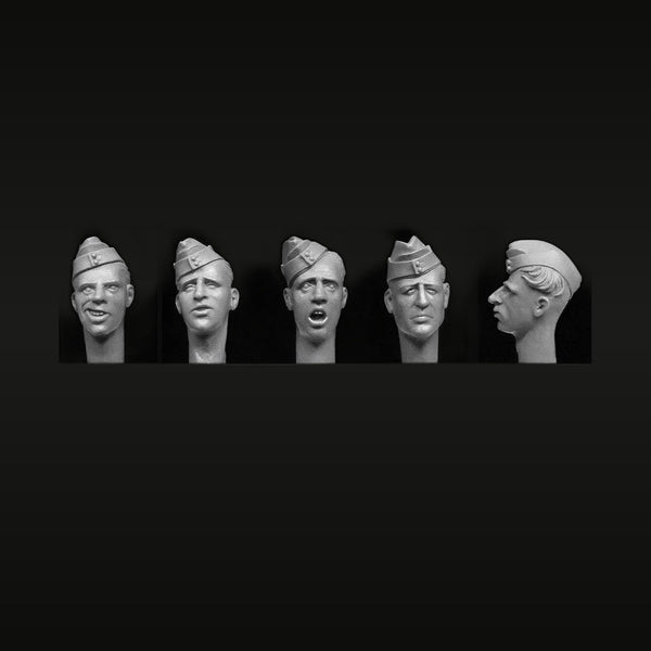 WWII British Soldier Sidecap 5-Head Set 1/35 Resin Figure Kit