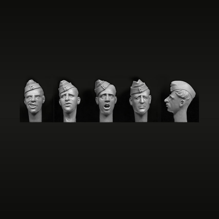 WWII British Soldier Sidecap 5-Head Set 1/35 Resin Figure Kit - unpainted resin model kit