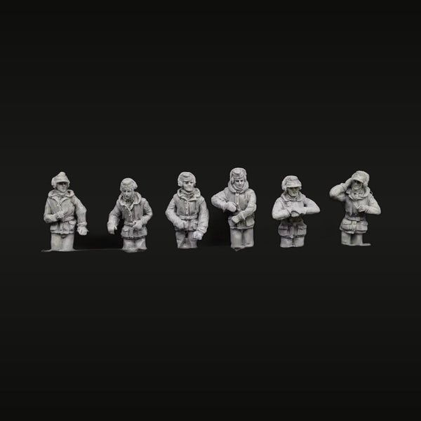 WWII Winter Soldiers in Cold-Weather Gear Half-Body 1/72 Resin Set