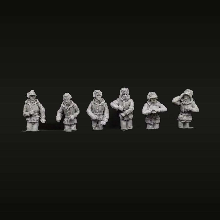 WWII Winter Soldiers in Cold-Weather Gear Half-Body 1/72 Resin Set - unpainted resin model kit