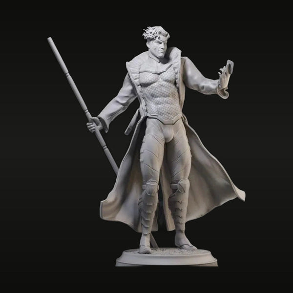 Fantasy Male Warrior with Staff 1/24 Scale Resin Figure Kit