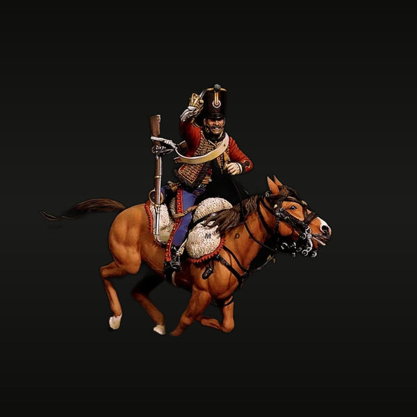Napoleonic French Cavalry Hussar Officer on Horseback 90mm Resin Figure Kit
