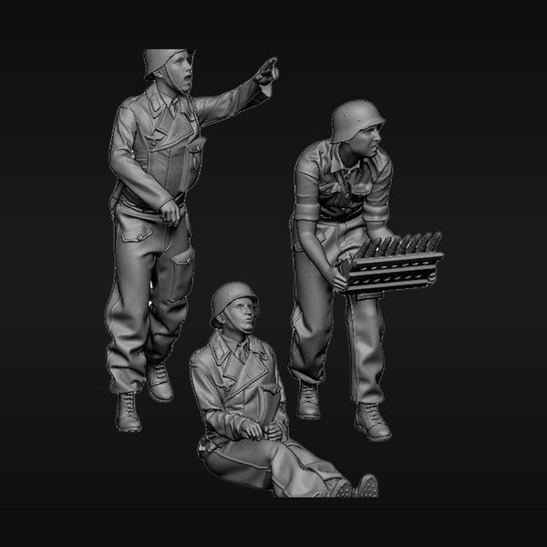 WWII German Infantry Crew 3-Figure Set 1/35 Resin Kit