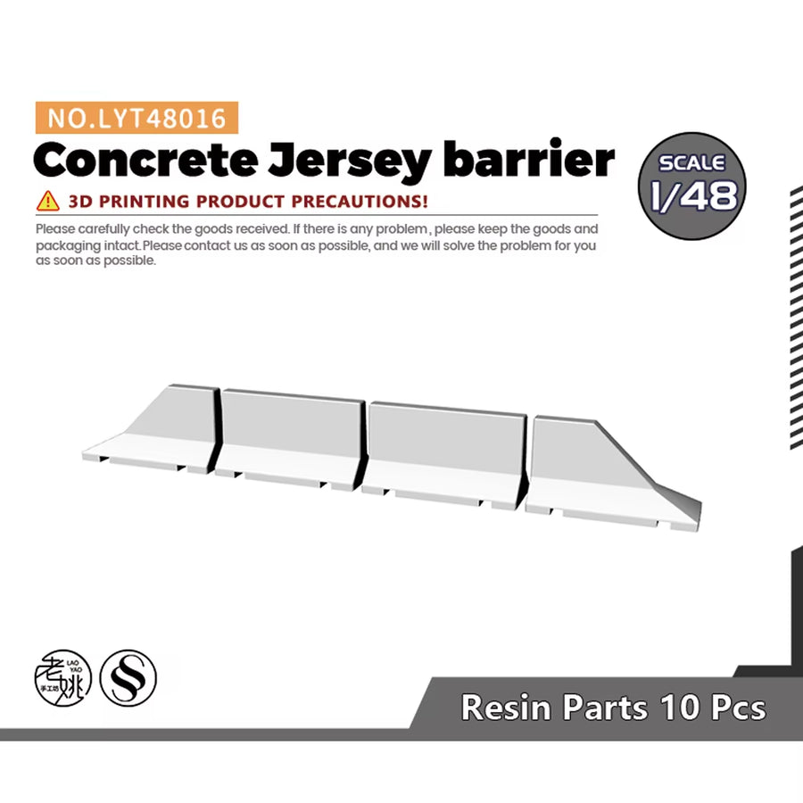Yao'S Studio LYT016 1/87 1/35 1/72 1/76 Miniature Factory Building Railroad Road Accessory Props Display Concrete Jersey Barrier