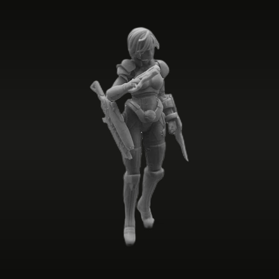 Commander Shepard Female Sci-Fi Soldier with Rifle 1/24 Resin Figure Kit - unpainted resin model kit