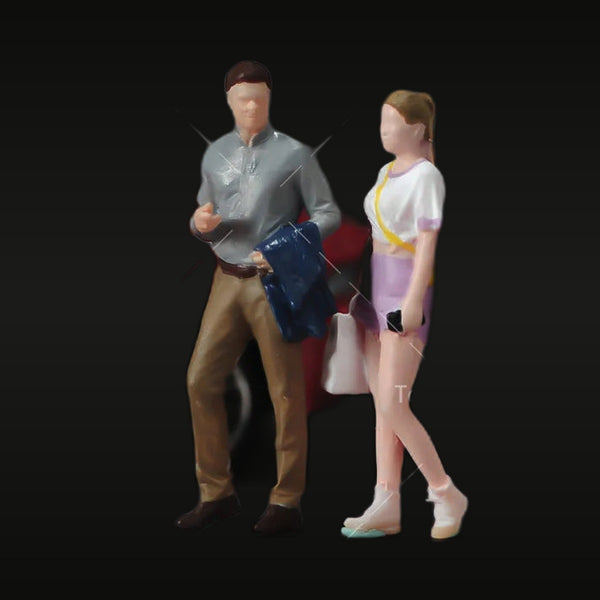 1/87 Scale Resin Diorama Figures - Office Worker & Fashion Girl Miniatures