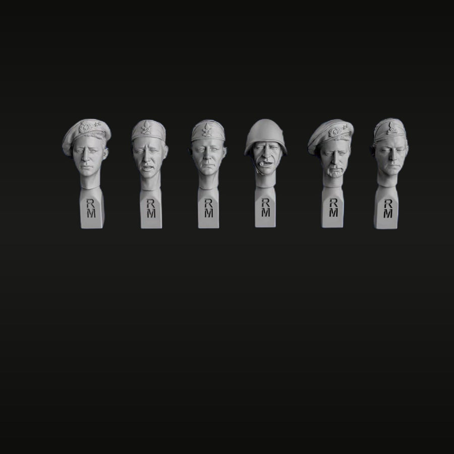 WWII Italian Soldier Heads Set of 6 1/35 Resin Bust Kit - unpainted resin model kit
