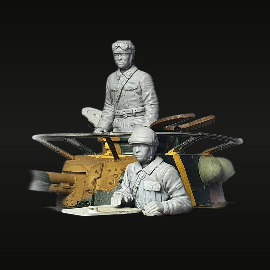 WWII German Panzer Crew with Armored Vehicle Interior 1/35 Resin Figure Kit - unpainted resin model kit