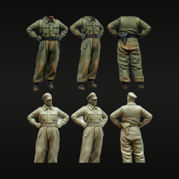 WWII Officer with Field Cap Hands-on-Hips 1/35 Resin Figure Kit