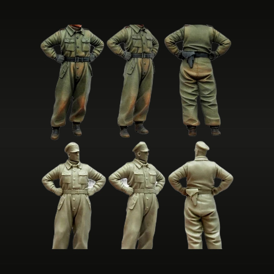 WWII Officer with Field Cap Hands-on-Hips 1/35 Resin Figure Kit - unpainted resin model kit