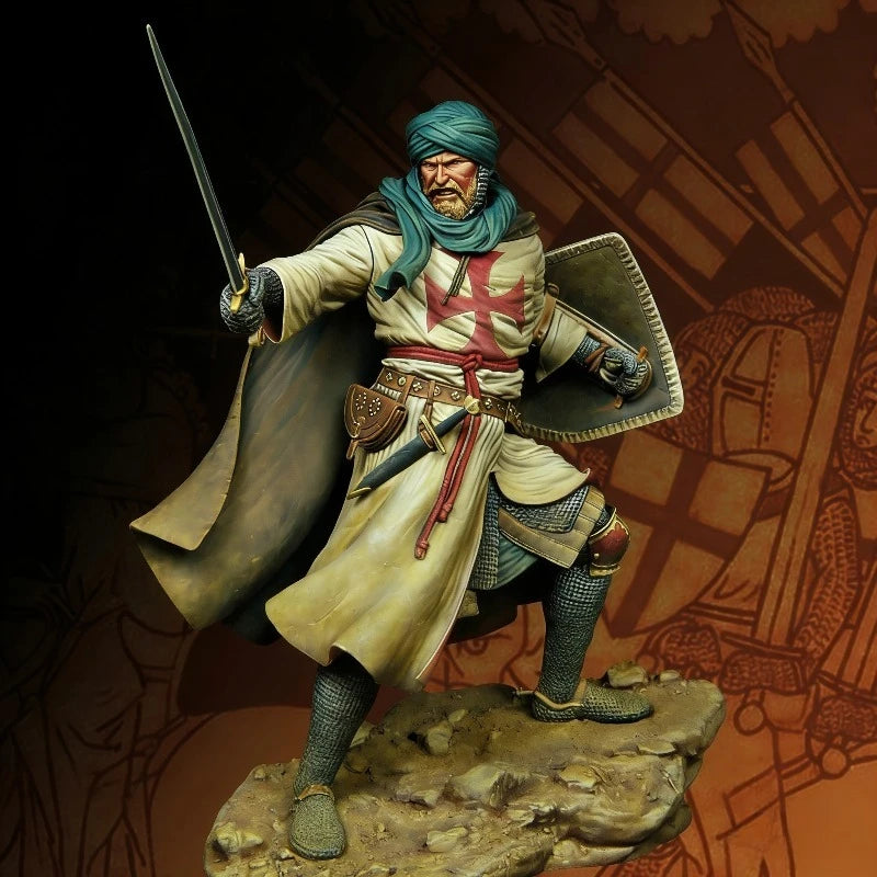 1/24 Scale 75Mm Die-Cast Resin Figure Model Kit Ancient Knight Templar Hobby Miniature Toys Unassembled Unpainted Diorama