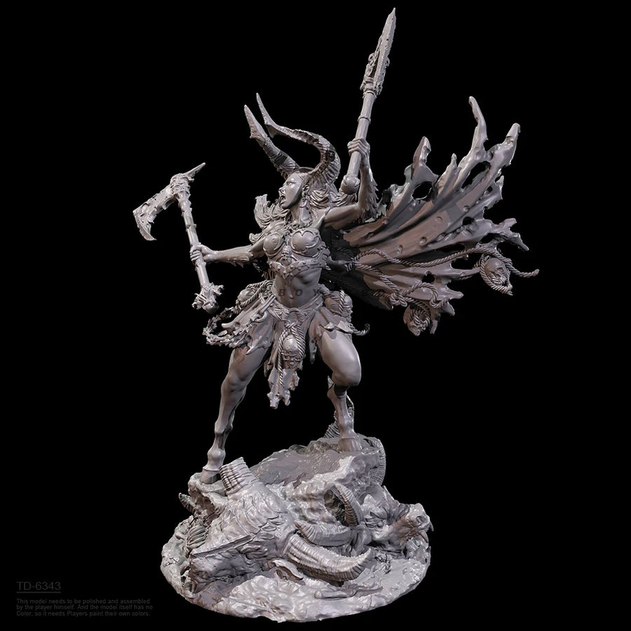 Fantasy Female Demon Warrior Multi-Armed with Scythes 50mm Resin Figure Kit - resin model view 4