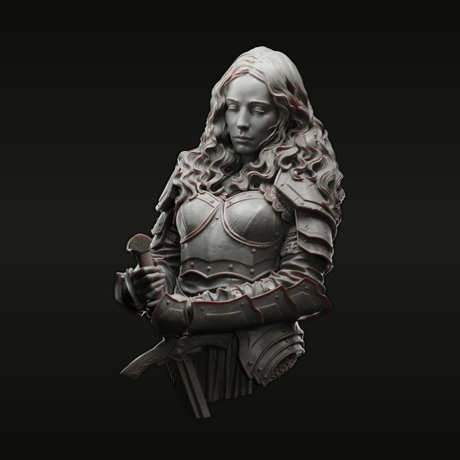 Fantasy Female Warrior with Axe and Plate Armor 1/10 Resin Bust - unpainted resin model kit