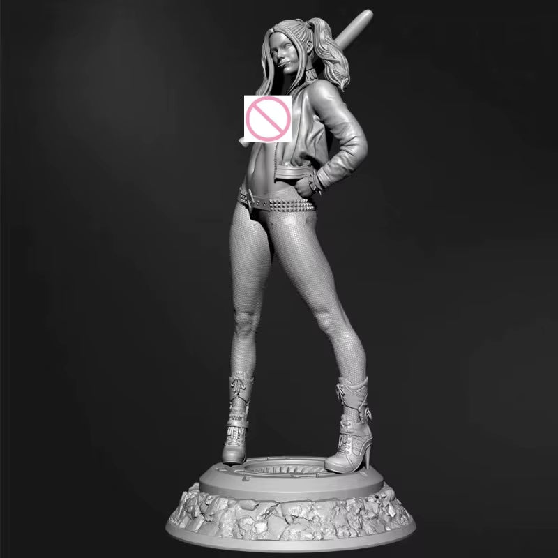 Fantasy Creature/Monster Warrior with Staff, Alternate Heads and Base 1/24 Resin Figure Kit - resin model view 2