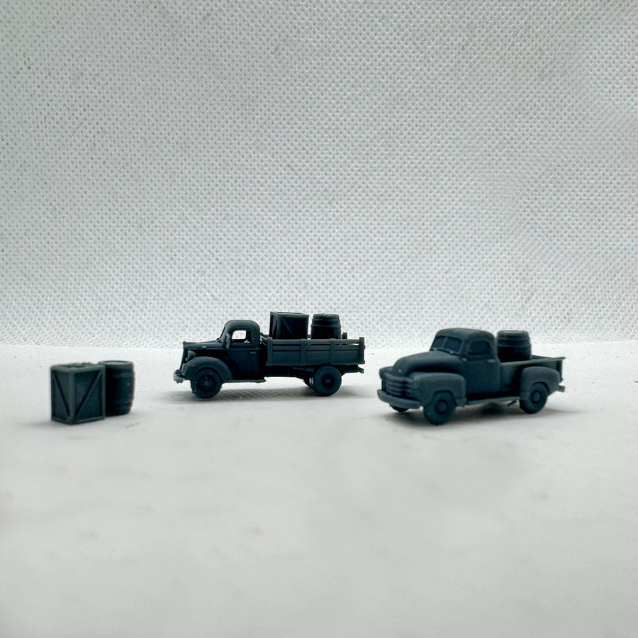 Mid-Century Civilian Vehicles Set Diorama 1/220 Resin Kit - resin model view 3