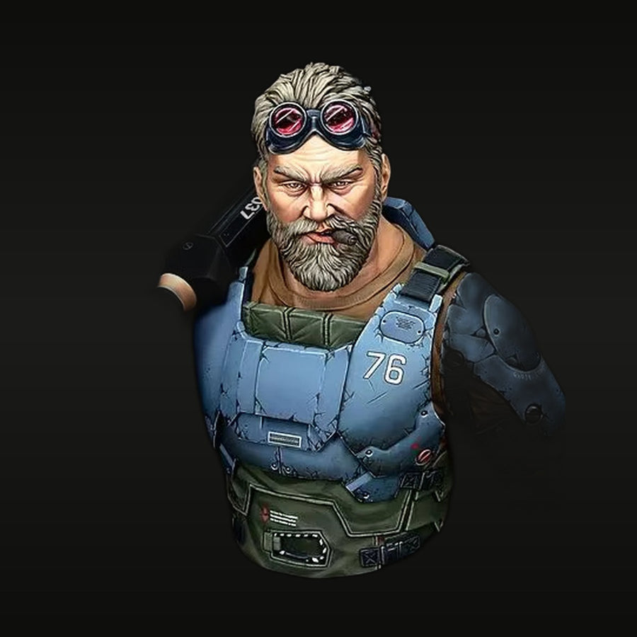 Sci-Fi Soldier Sergeant with Goggles 1/10 Resin Bust Kit - unpainted resin model kit