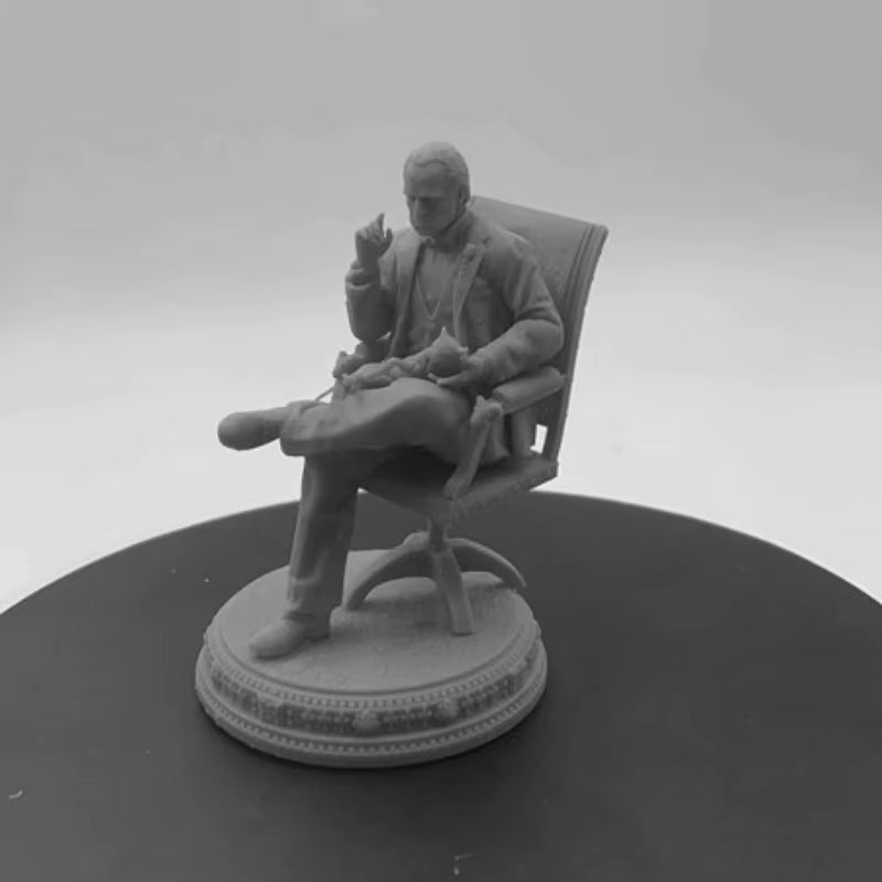 Seated Contemplative Man in High-Backed Chair 1/24 Resin Figure Kit - resin model view 4
