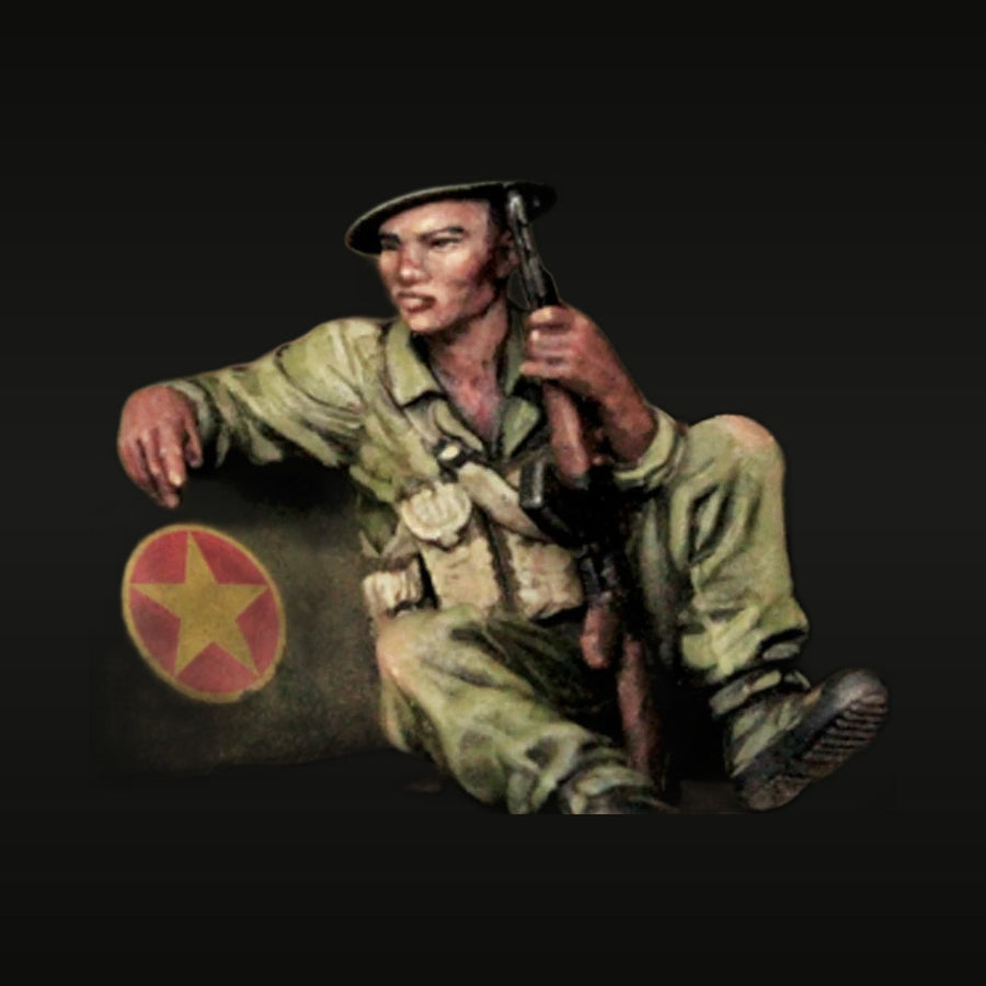 Vietnam War NVA Soldier with AK-47 Seated 1/35 Resin Figure Kit - unpainted resin model kit