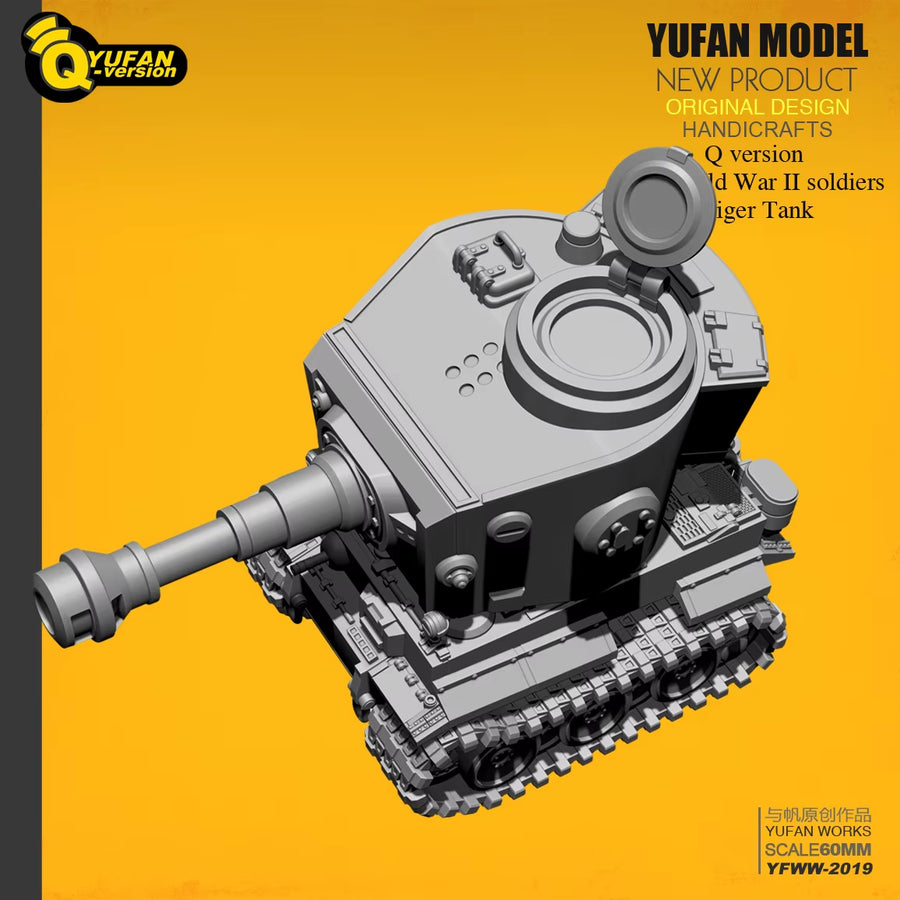 WWII German Q-Style Chibi Tank 1/60 Resin Vehicle Kit - resin model view 3