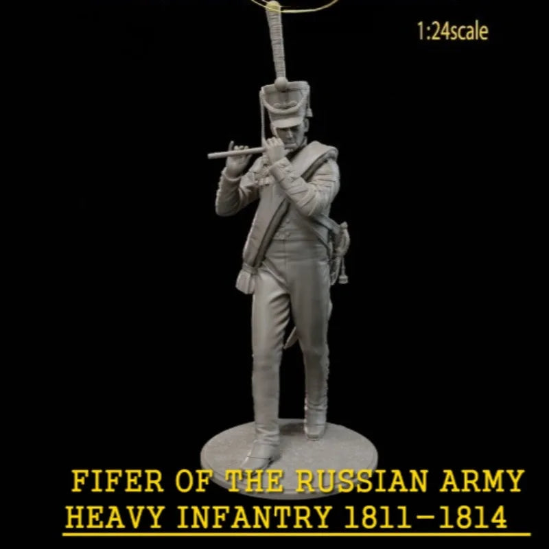 1/24 Scale Resin Figure Assembled Model Kit Army Heavy Infantry Flute Player Miniature Unassembled and Unpainted Diorama Toy