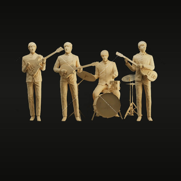 1960s Rock Band Musicians Concert Scene 1/64 Resin Figure Set