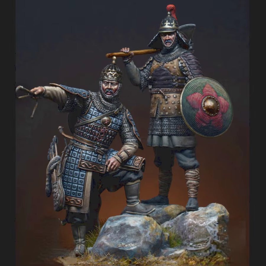 Mongol Warrior with Bow Shield and Sword 1/32 Resin Figure Kit - resin model view 2