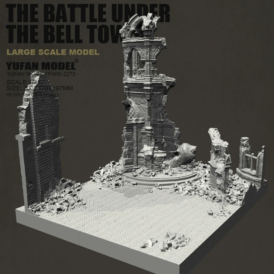 The Battle Under the Bell Tower 1/35 Ruined Urban Diorama Base Resin Kit - unpainted resin model kit