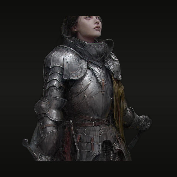 Medieval Female Knight in Fluted Plate Armor with Cloak 1/10 Resin Bust