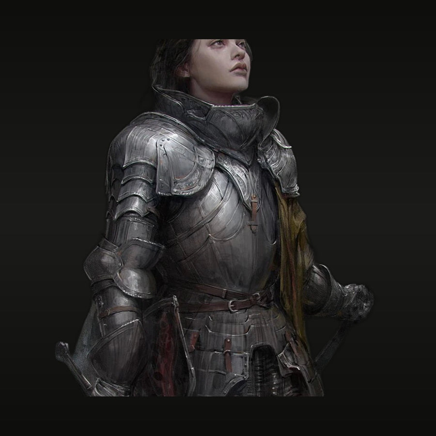 Medieval Female Knight in Fluted Plate Armor with Cloak 1/10 Resin Bust - unpainted resin model kit