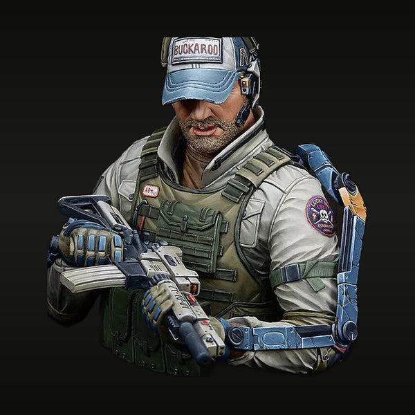 Sci-Fi PMC Operator Buckaroo with EXO Arm and Rifle 1/10 Resin Bust Kit
