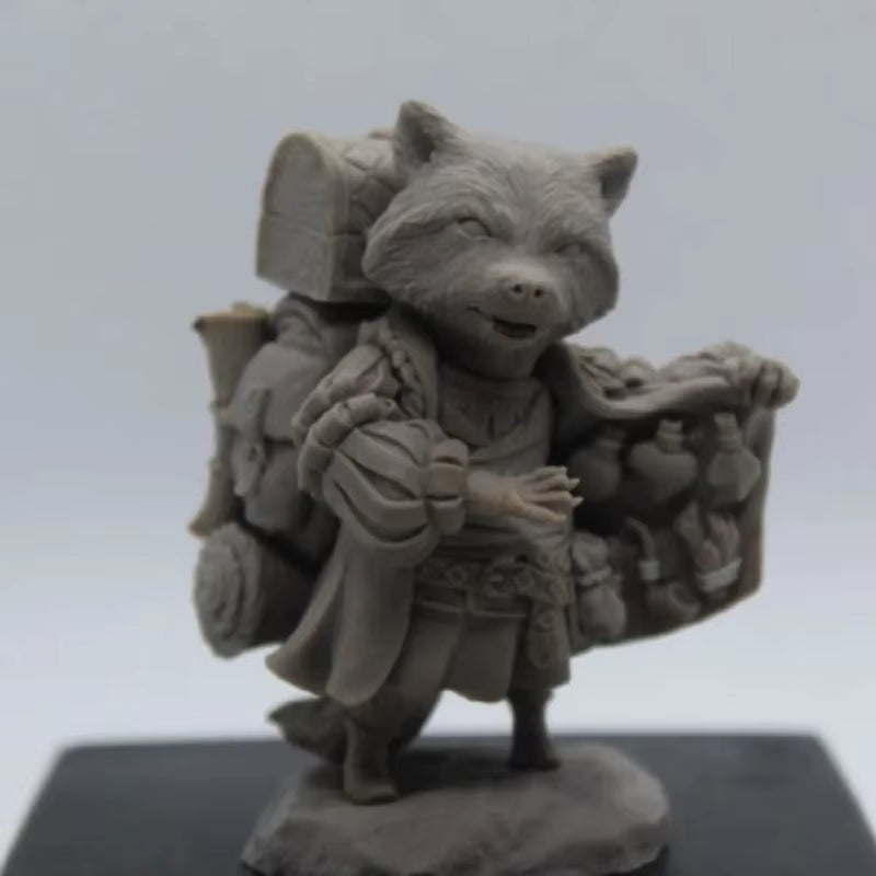 Fantasy Anthropomorphic Raccoon Merchant Set of 2 70mm Resin Figure Kit - resin model view 2