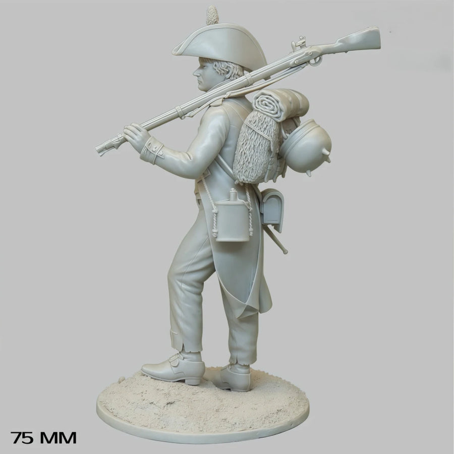 Napoleonic French Officer Musketeer with Bicorne Hat 75mm Resin Figure Kit - resin model view 3