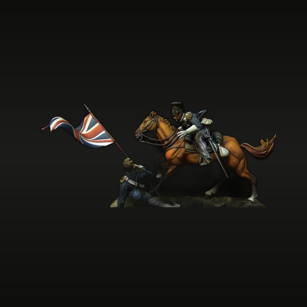 Napoleonic British Cavalry Officer Capturing Enemy Flag 1/24 Resin Figure Kit