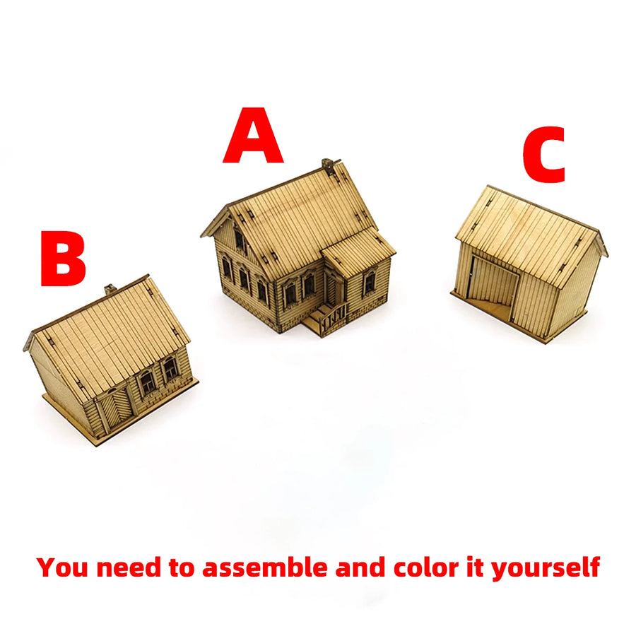 Assembly Architectural Model Sand Table Europe Rural Villa Log Cabin Wooden House Building Diorama Scale Model Kit 1/72