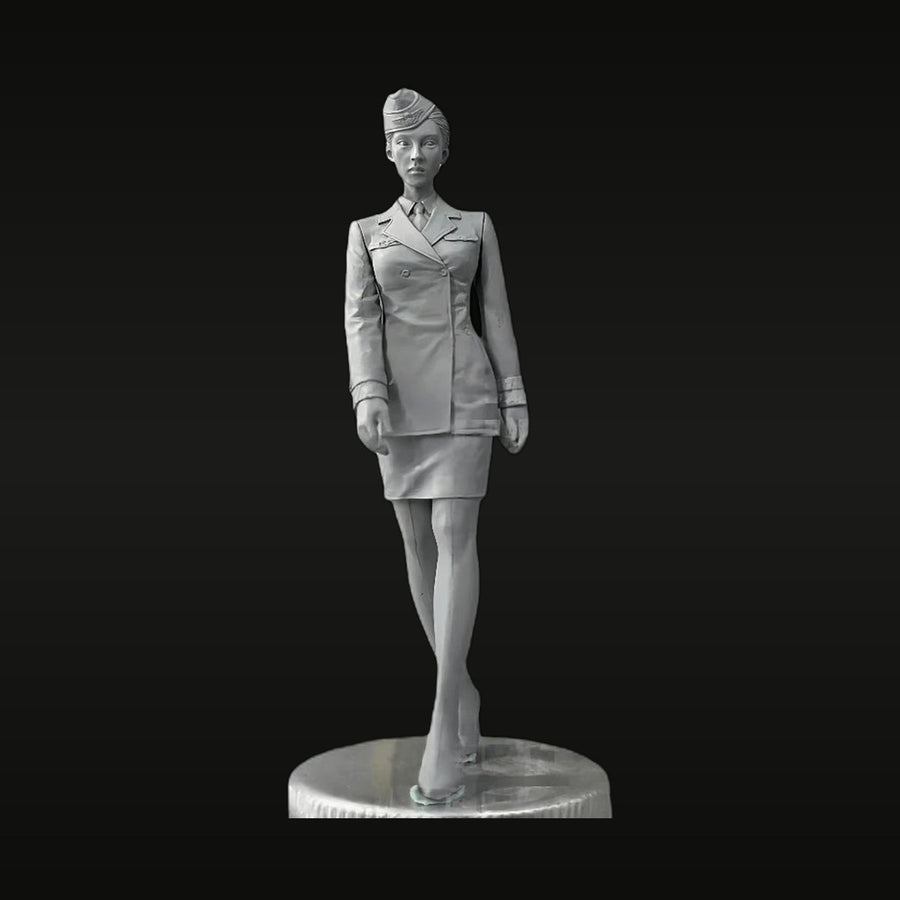 Female Flight Attendant Stewardess in Service Uniform 1/20 Resin Figure - unpainted resin model kit