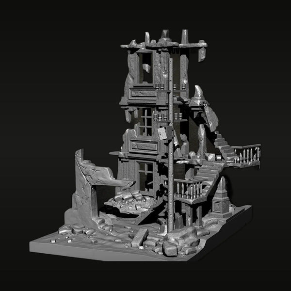WWII European Urban Ruins Multi-Level Diorama Base 1/35 Resin Kit
