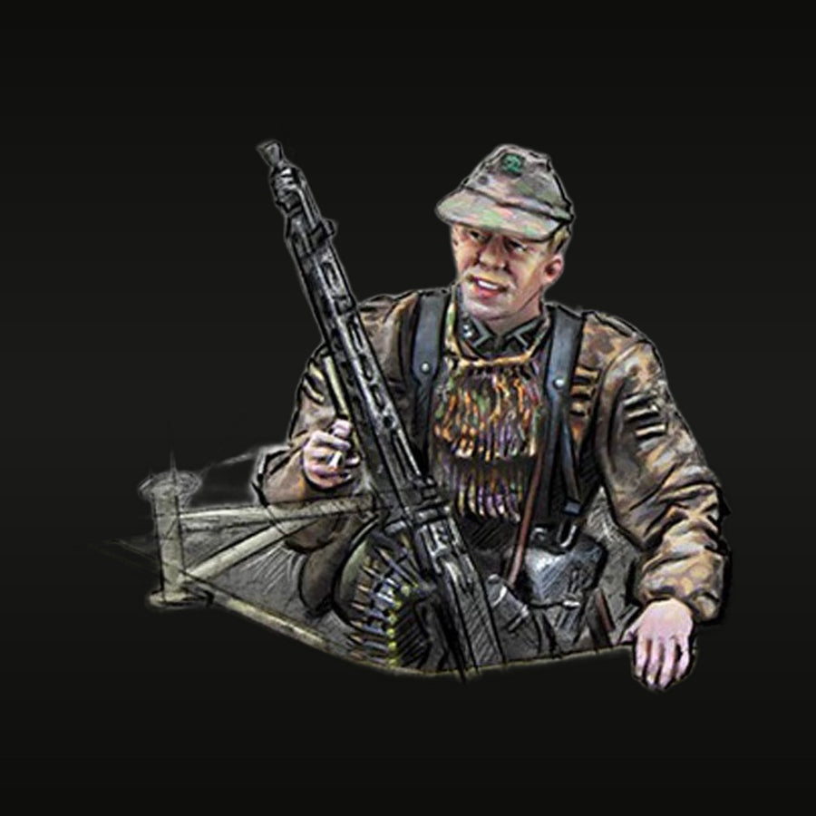 WWII German Wehrmacht MG42 Gunner Bust 1/35 Resin Kit - unpainted resin model kit