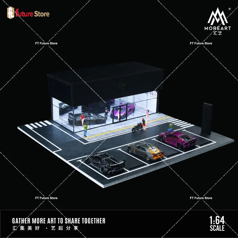 1/64 Scale Simulate Miniature Parking Lot Light Architecture Diorama Car Park Street Scene Building Model Showroom Decor Display