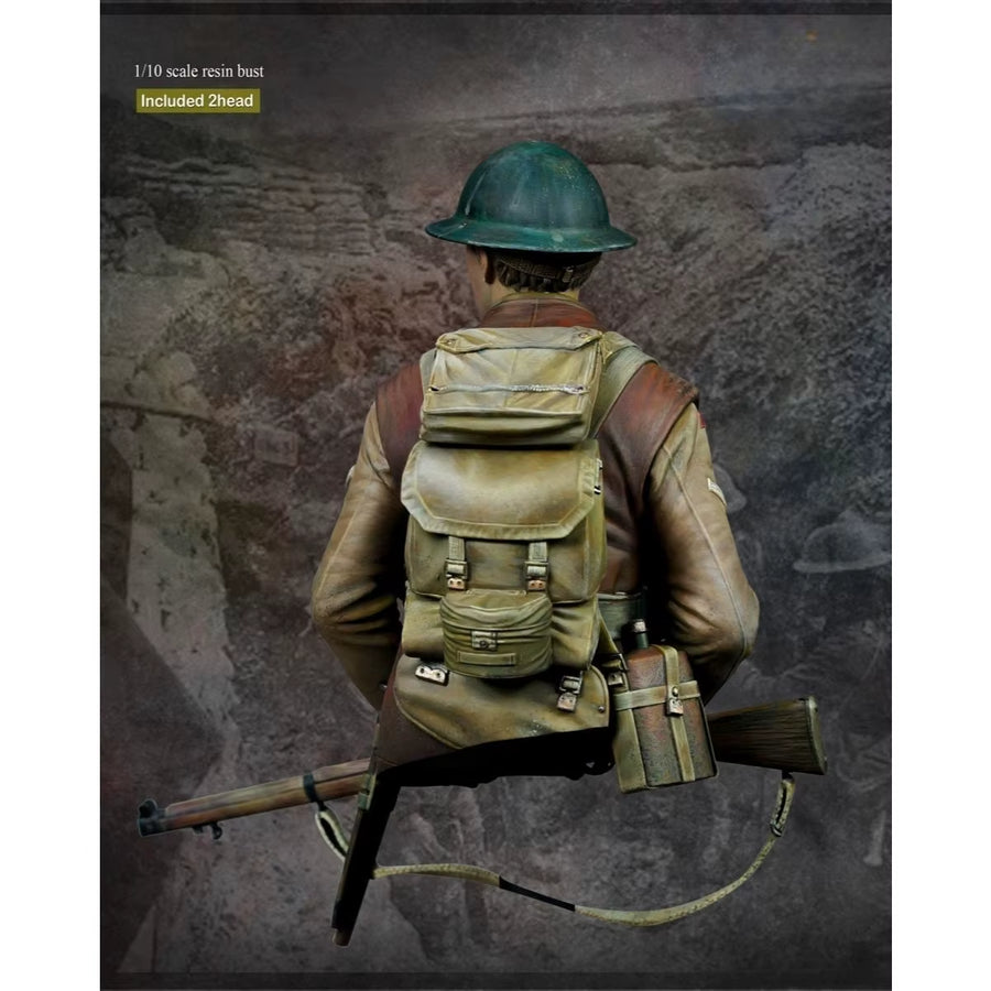 WWI British Soldier Brodie Helmet Bust 1/10 Resin Kit - resin model view 5