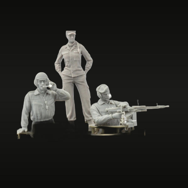 WWII Soviet Vehicle Crew 3-Figure Set with Gun Mount 1/35 Resin Kit