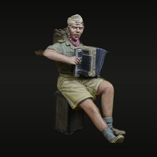 WWII German DAK Soldier Seated with Accordion 1/35 Resin Figure