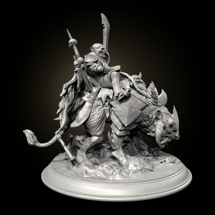 Medieval Knight on Rearing Warhorse with Axe 38mm Resin Figure Kit - resin model view 3