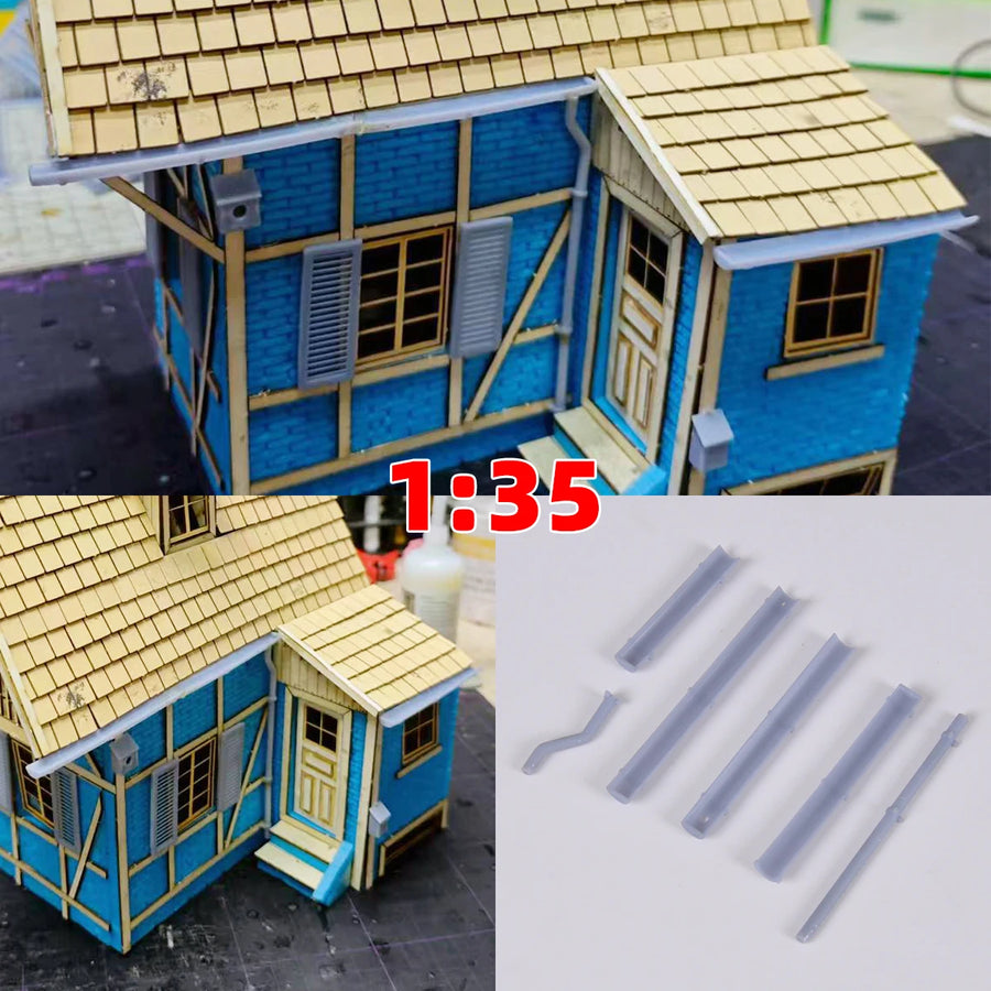 1/35 Scale Model Kit Building Downpipe Downspout Drainage Ditch Channel Pipeline Sewer Pipe Sand Table Diorama Models Suits
