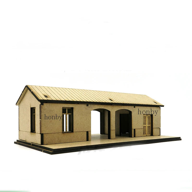 1: 72 Supply Station Bus and Train Platform Scene Wooden Assembly Model Hobby Making Accessories Tools Architectural Scenes