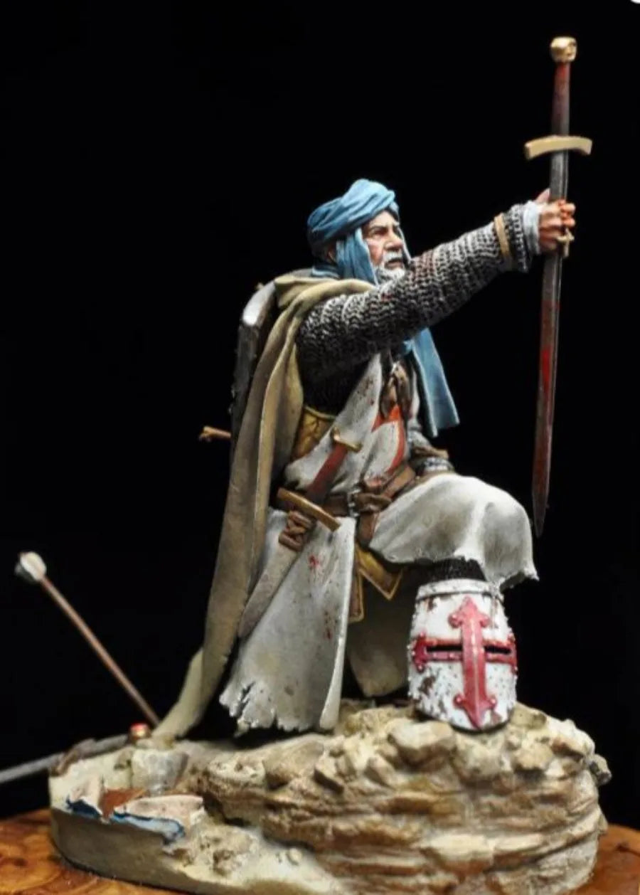 1/24 Scale 75Mm Resin Body Sculpture Model Kit Historical Garage Kit Ancient Crusader Knight Miniature Unassembled and Unpainted