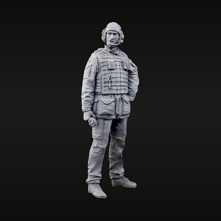 Modern US Soldier with MOLLE Plate Carrier and Headset 1/35 Resin Figure Kit - unpainted resin model kit