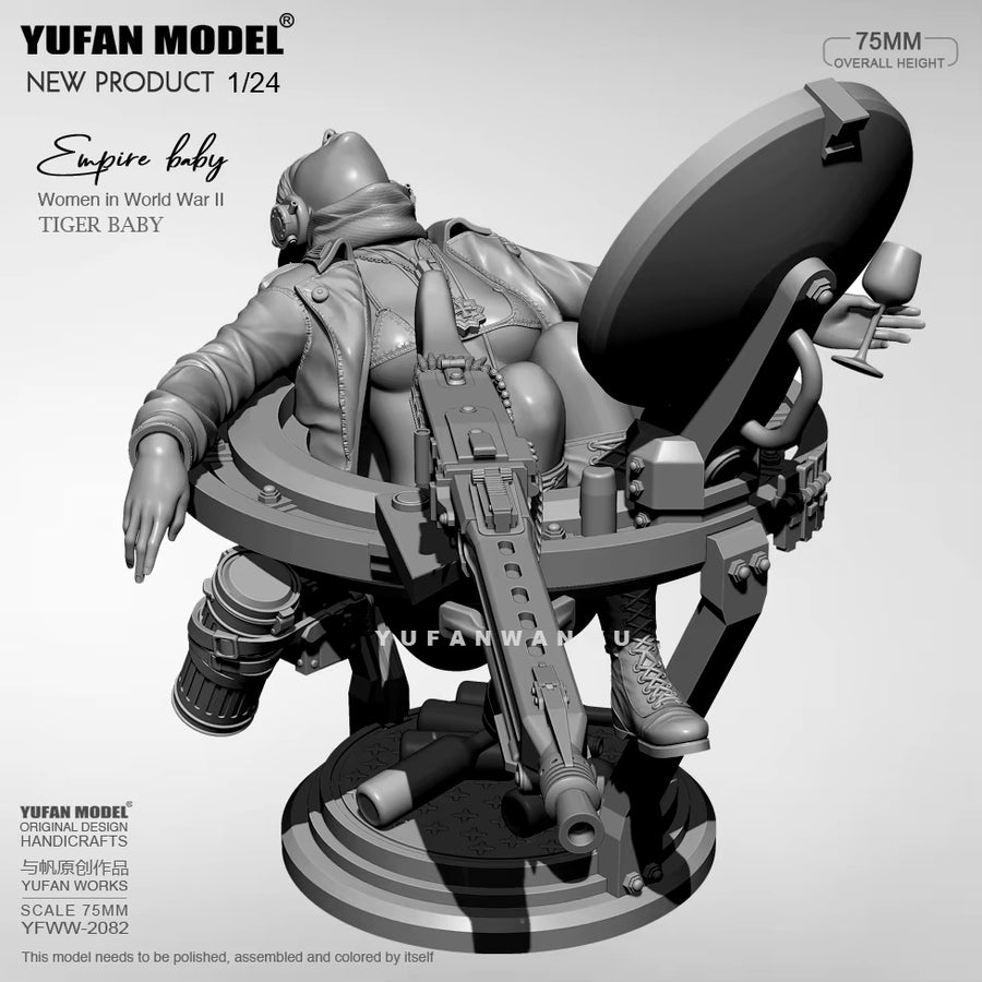 Sci-Fi Female Cyberpunk Soldier Tiger Baby 1/24 Resin Figure Kit - resin model view 2