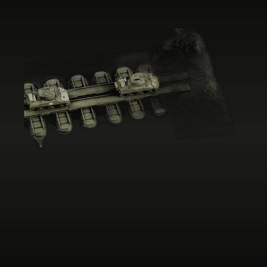 WWII Military Pontoon Bridge with Tanks 1/72 Resin Diorama Kit - unpainted resin model kit